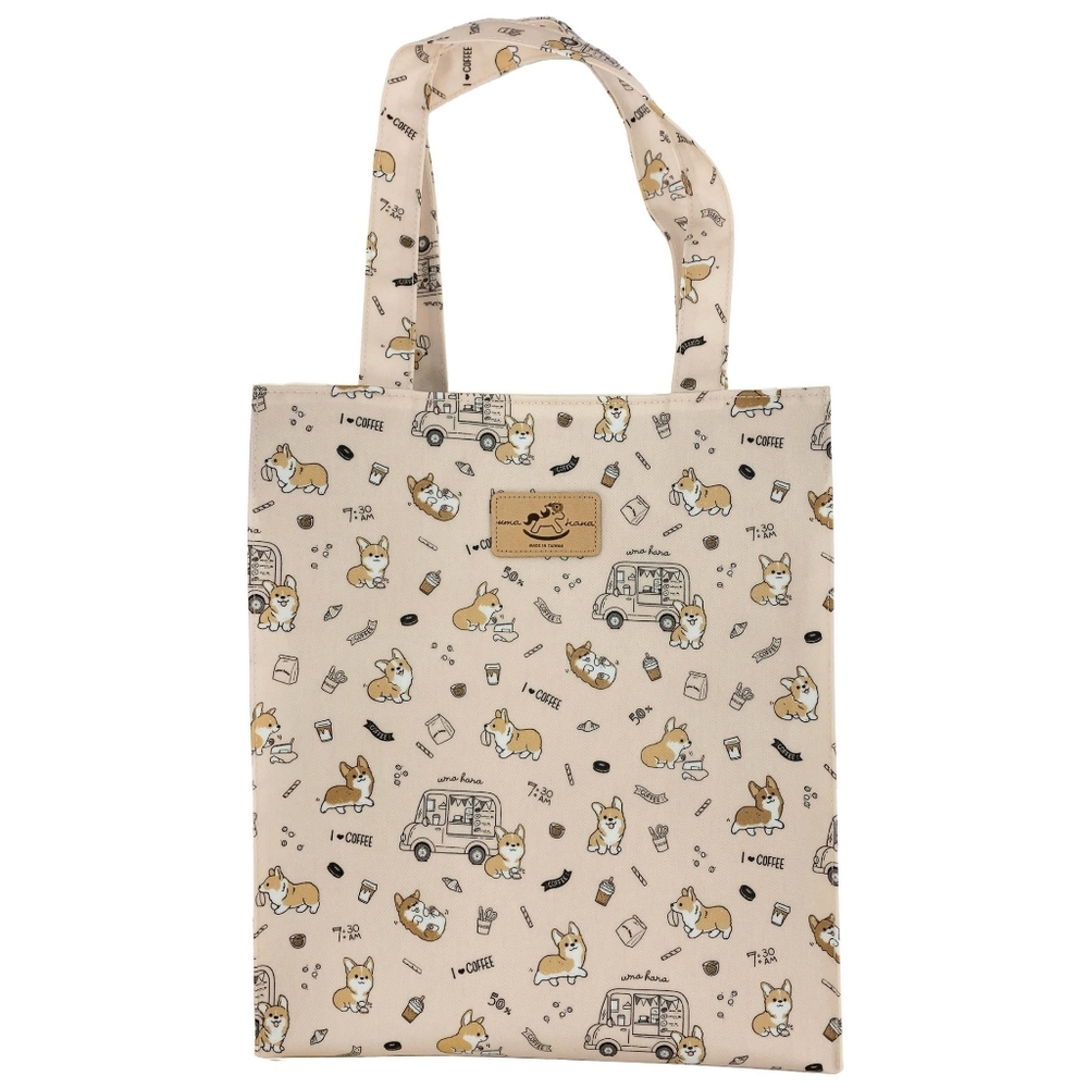 Waterproof Corgi & Coffee Large Tote Shoulder Bag Travel Purse